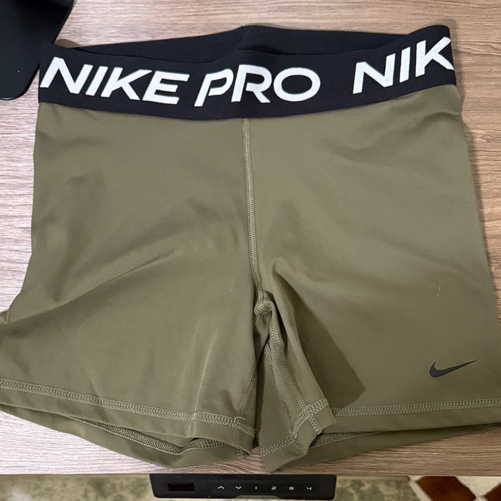 Nike Women's Athletic Shorts in Olive and Black